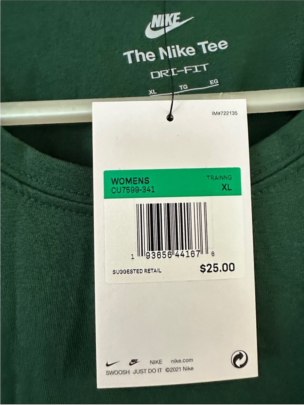 Nike Men’s Dri-FIT Short Sleeve Tee in Dark Green - Picture 2 of 2